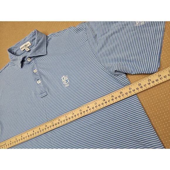 Peter Millar Pilot Mill Polo Mens Medium Pima Cotton Blue Striped Soft - Picture 3 of 11